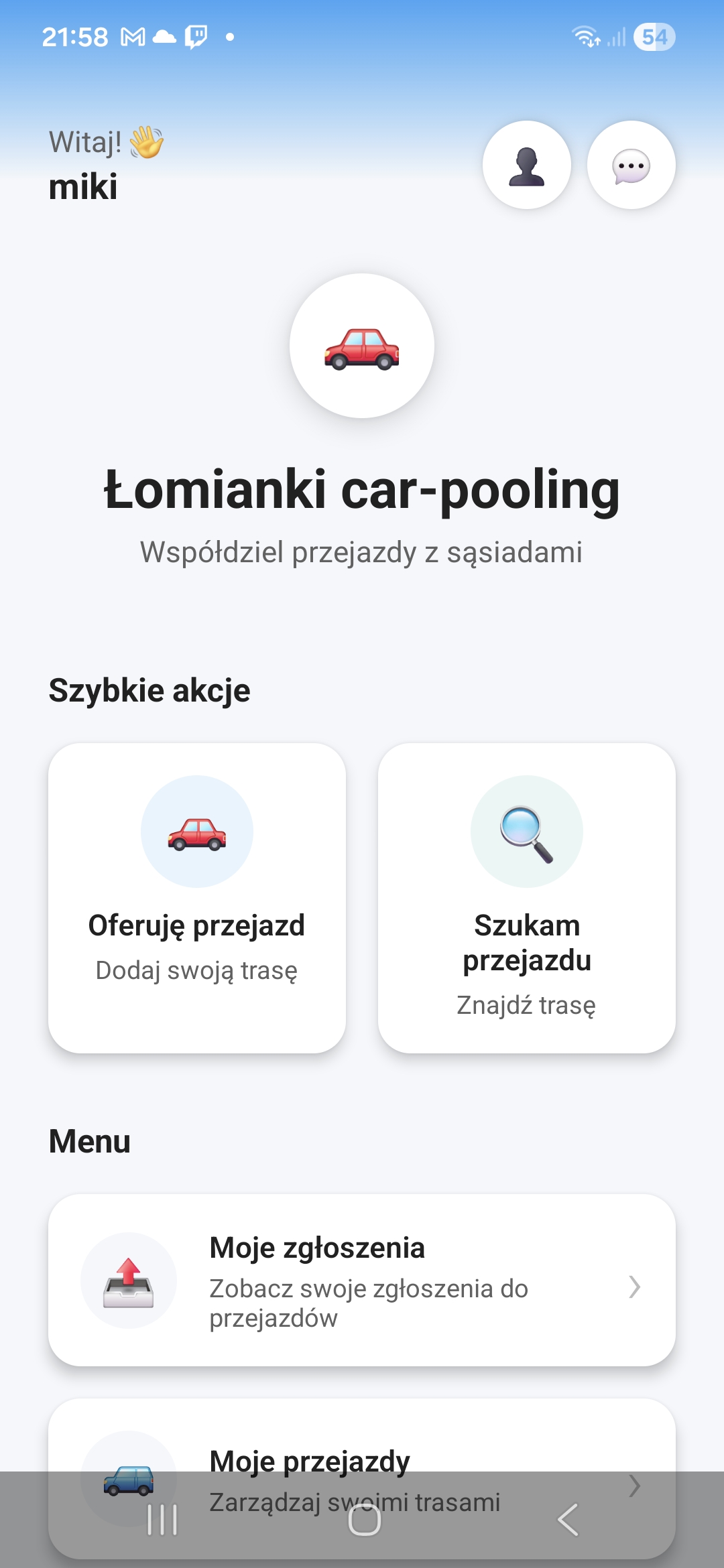 Carpooling app