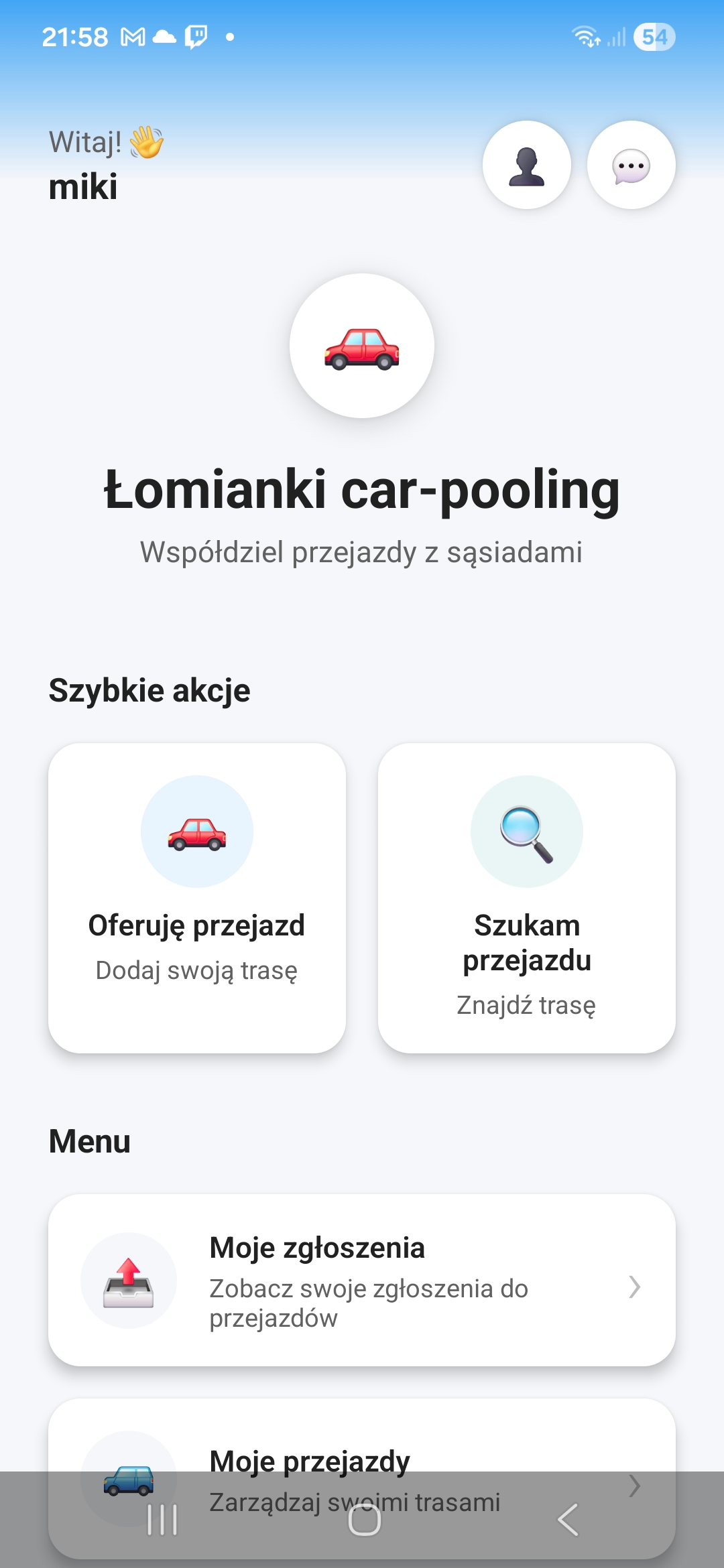 Carpooling app
